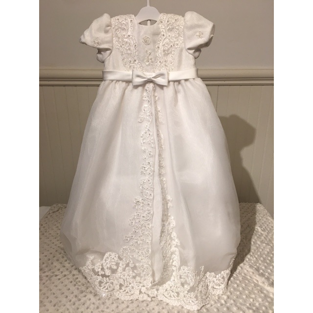 Christening Gown w/Bonnet, Embroidered Tulle, girls