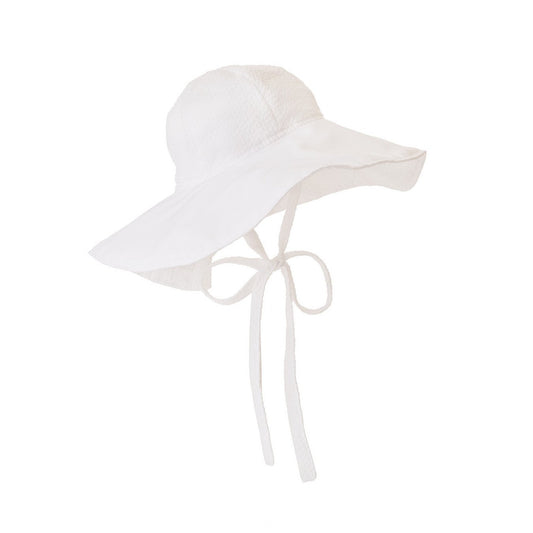 Cissy Sun Hat Worth Avenue White Seersucker