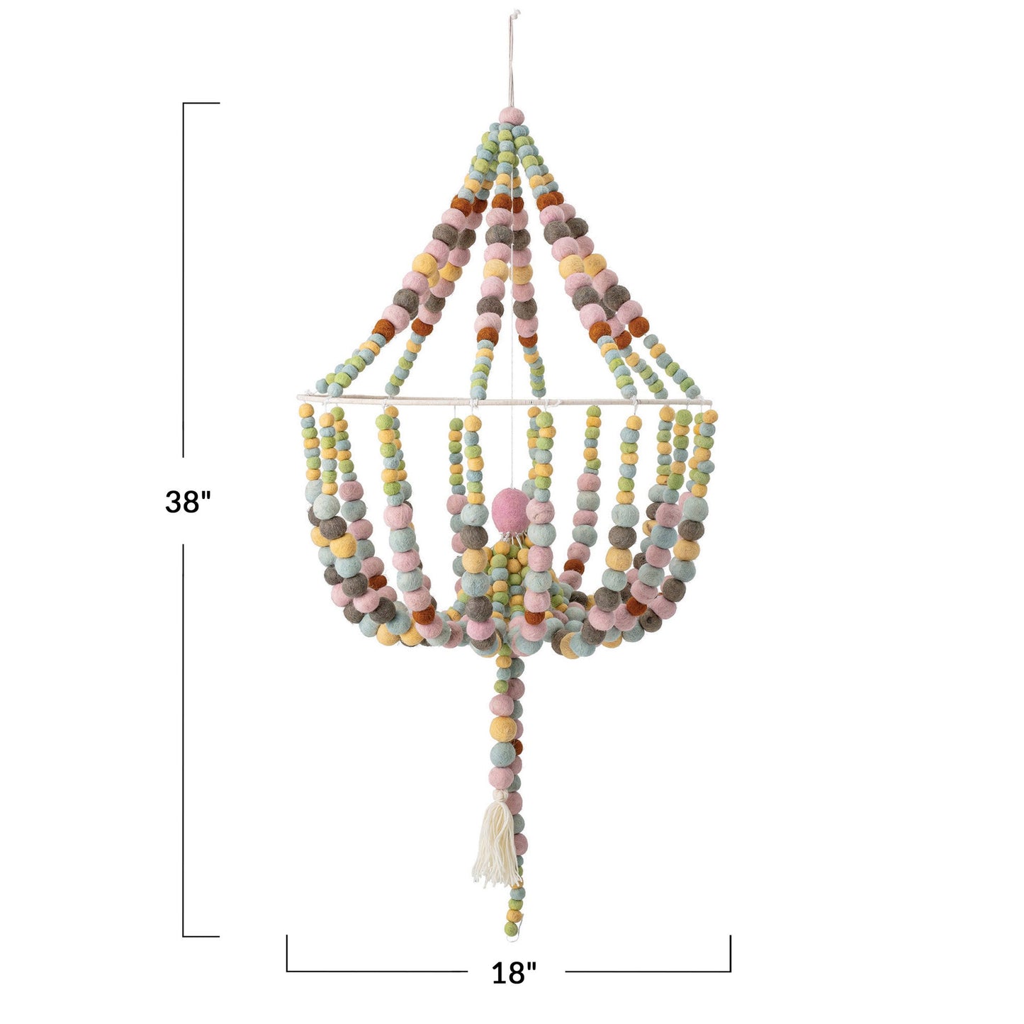 Wool Felt Pom Pom Chandelier Shaped Mobile