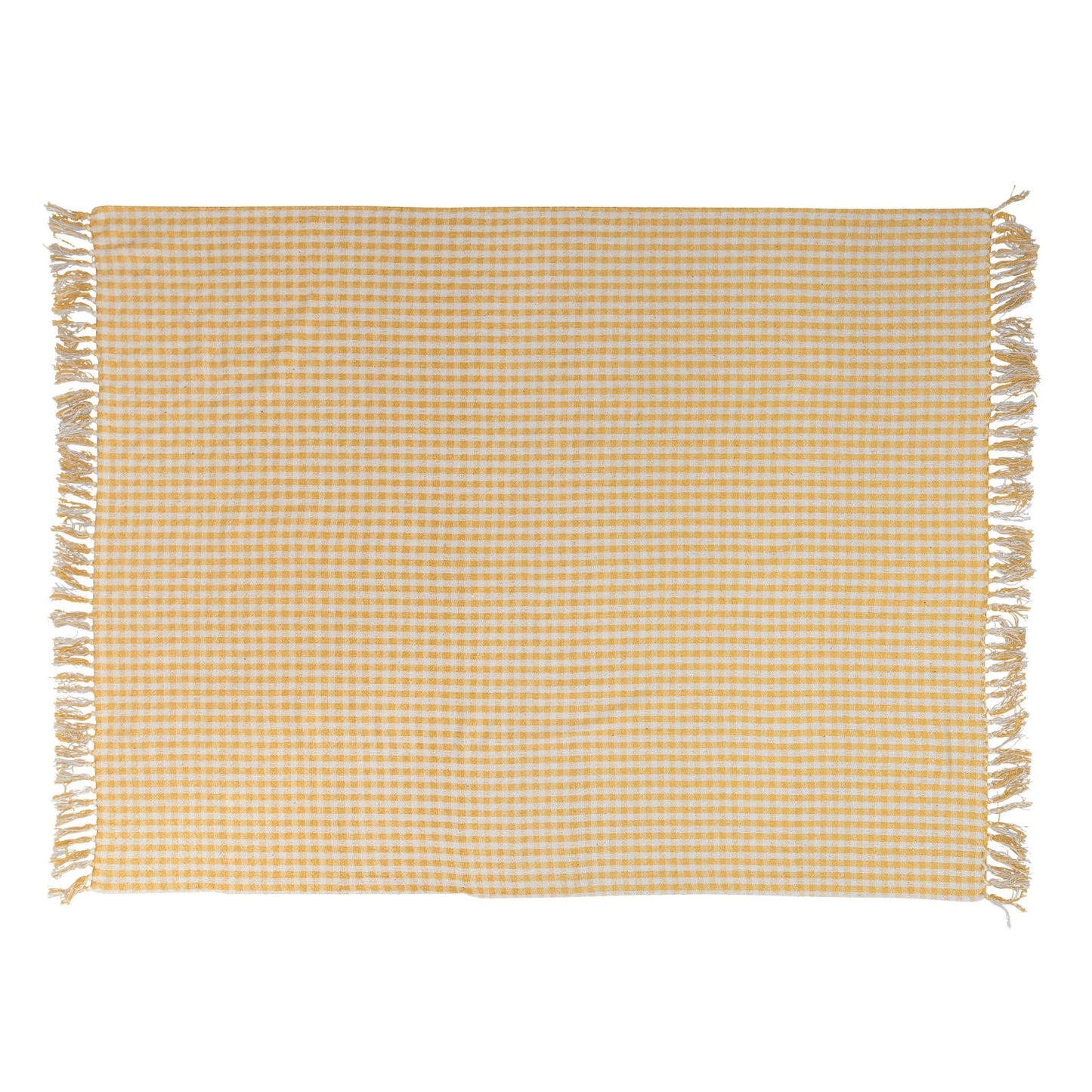 Woven Recycled Cotton Blend Throw w/ Fringe Gingham
