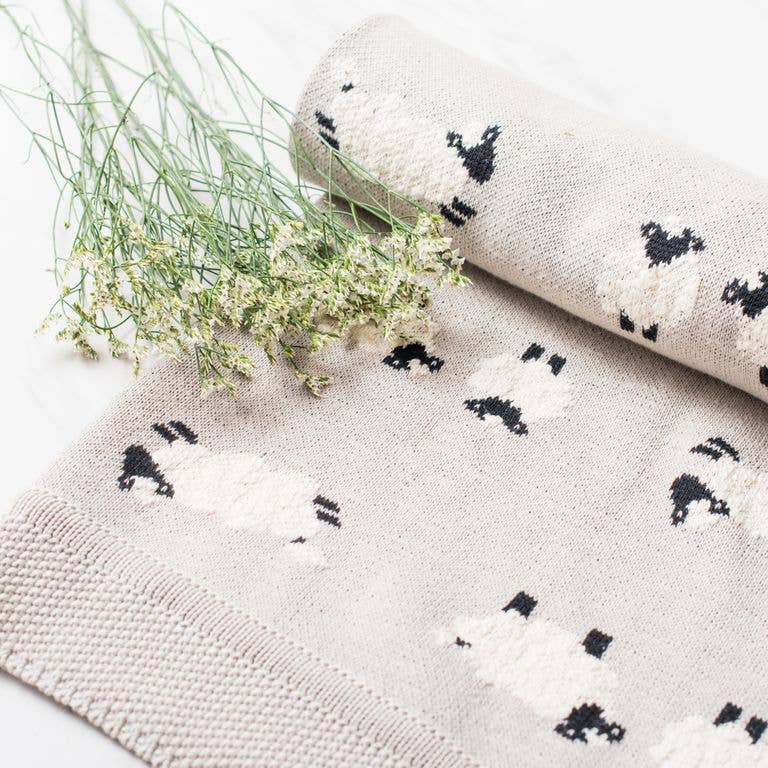 Sheep Cotton Knit Blanket