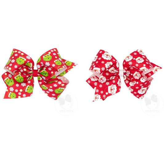 King Grosgrain Christmas Print Girls Hair Bow