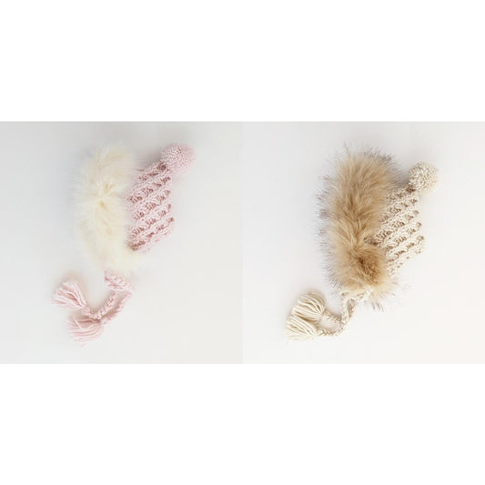 Fur Bonnet in Blush Pink or Natural