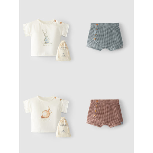 Bunny T-Shirt and Pull-up waffle weave shorts