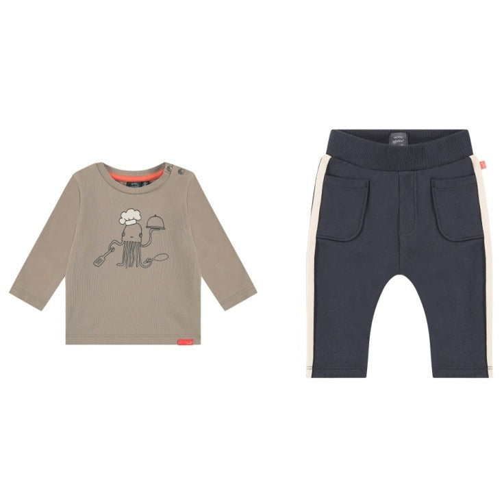L/S Tee and Sweatpant Brown Chef Octupus