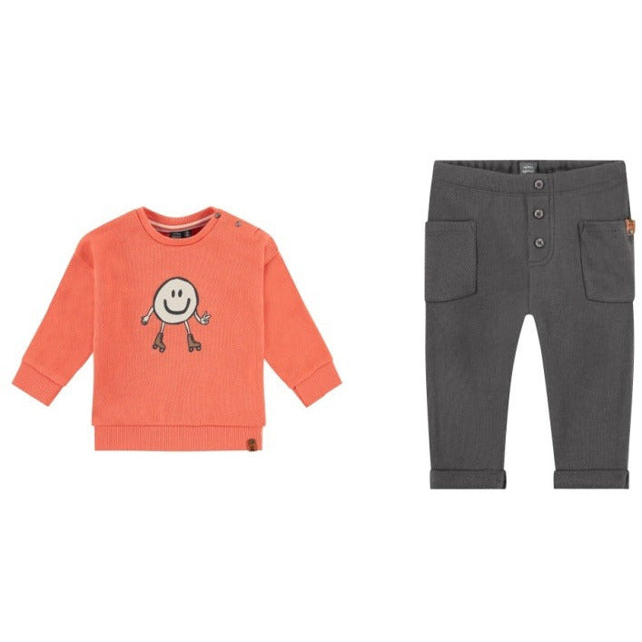 Boys Smiley Sweatshirt and Navy Sweatpant