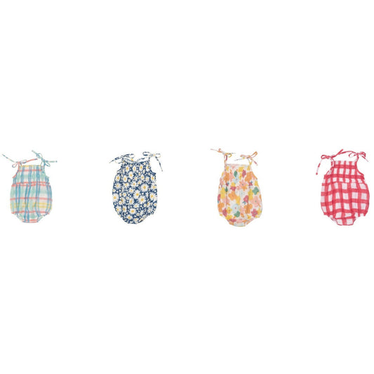 Tie Strap Smocked Bubble Asst Prints