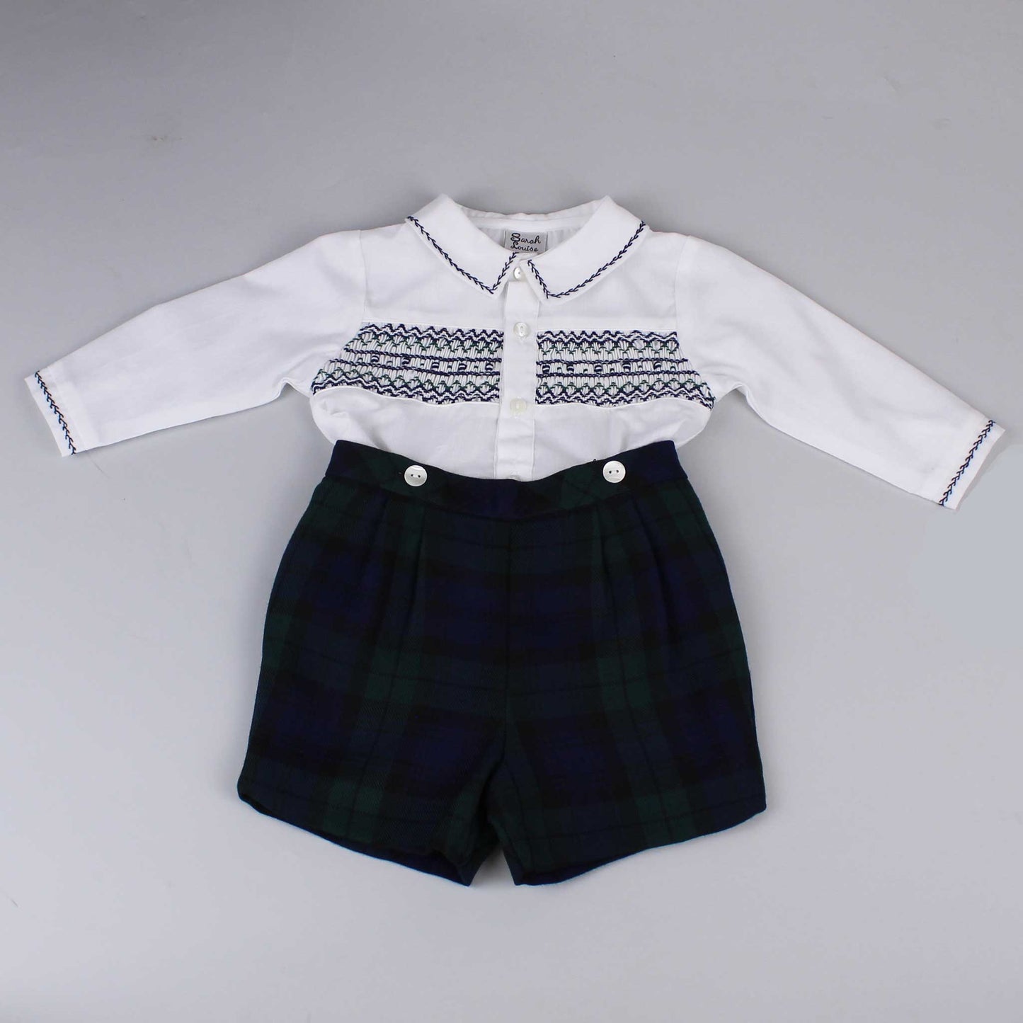 Baby Boys 2 Piece Tartan Shorts and Shirt Outfit