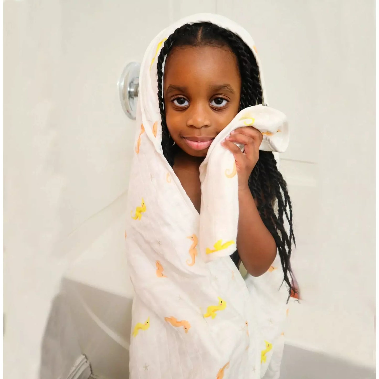 Seahorse Hooded Baby Towel and Washcloth Set