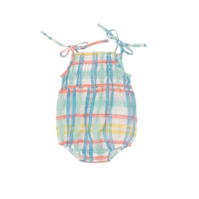 Tie Strap Smocked Bubble Asst Prints