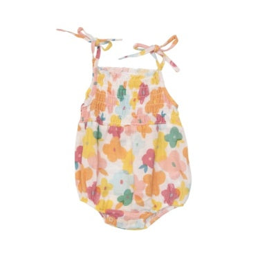Tie Strap Smocked Bubble Asst Prints