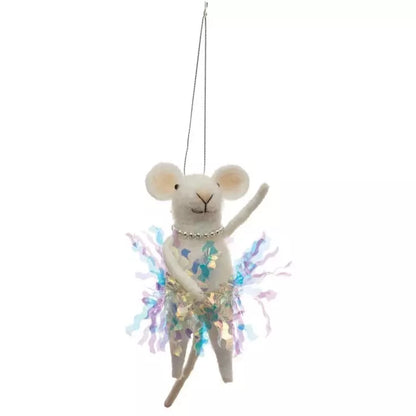 Felt Mouse Ornament in Skirt and Pearls, 2 Styles