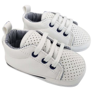 White Baby Boy Tie Up Sneaker